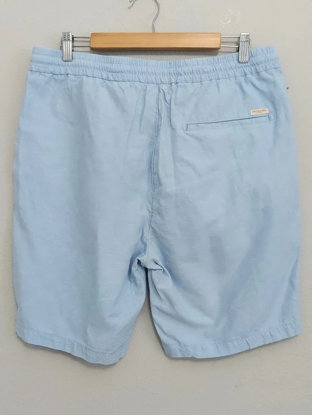 Scotch & Soda Amsterdam Fave Light Blue Organic Cotton Linen Mens Shorts XL*